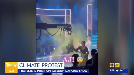 2.6K views · 75 reactions | Climate Protestors met with a hit in the face after storming the Grand Final of 'Strictly Come Dancing'. #9Today | WATCH LIVE 5.30am | TODAY | Facebook