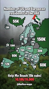 Number of US and European residents in the UAE🇦🇪🇪🇺🇺🇲 #shorts #nurgeo #europe #map #mapping #maps