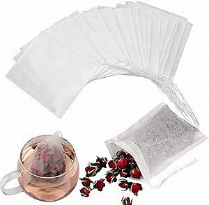 NEPAK 100Pcs Tea Bags for Loose Leaf Tea,3.15 x 3.94 inches Empty Tea Bags,Disposable Fillable Teabags,Tea Filter Bags for Loose Tea