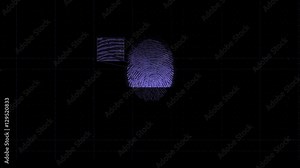 4k Unique fingerprint identity password scan background,tech medical X-ray scanning identification software backdrop,genetic search retrieval Gene sequencing database scanning data. blue version