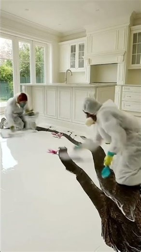 Tree Theme Epoxy Flooring | 3D Nature Floor Design | Epoxy Resin Installation Timelapse #shorts