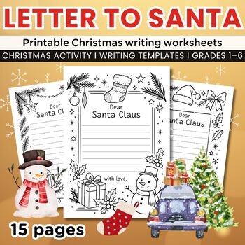 Letter to Santa Christmas Writing Templates, Fun ELA Creative Writing Activities