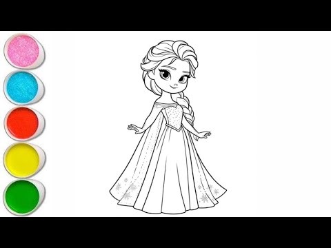 Cute Elsa Frozen Drawing for kids, Painting & Coloring for kids, Toddlers | Let's Draw Together