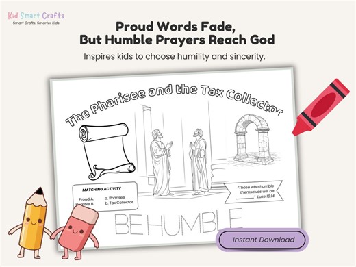 Jesus Parable the Pharisee and the Tax Collector Coloring Placemat Kids Bible Prayer Activity Christian Printable Coloring for Homeschool - Etsy