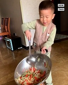 1.4M views · 8.7K reactions | This 3-year-old's skills with the wok are . The boy's mother, who lives in the city of Neijiang, China, says he has loved watching her cook since he was just a few months old, and gets most of his slick moves from mimicking chefs he sees on TV cooking shows❤️ | NowThis | Facebook