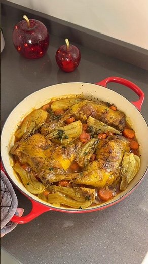 Cosce di pollo speziate in padella con finocchi carote #shorts #food ￼
