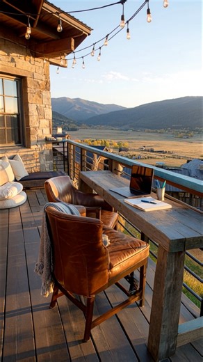 Rooftop headquarters for the coffee‑addicted ranch bosses. 🤎 From a sunrise porch overlooking the barns to a tucked‑away coffee bar—because some of the best life plans are made with a mug in hand and a view like this. #CowgirlHomeAndRanch #RanchBoss #CoffeeLovers #WesternDesign #RusticLuxury #RanchLife #MorningRitual #RooftopViews #InteriorDesign #DesignInspo #CowgirlLifestyle #HomeDecor | Cowgirl Home and Ranch