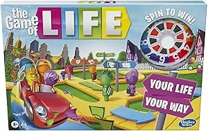 Hasbro Gaming The Game of Life Game, Family Board Game for 2 to 4 Players, for Kids Ages 8 and Up, Includes Colourful Pegs
