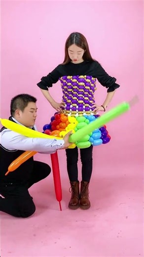 Make rainbow skirt with balloons