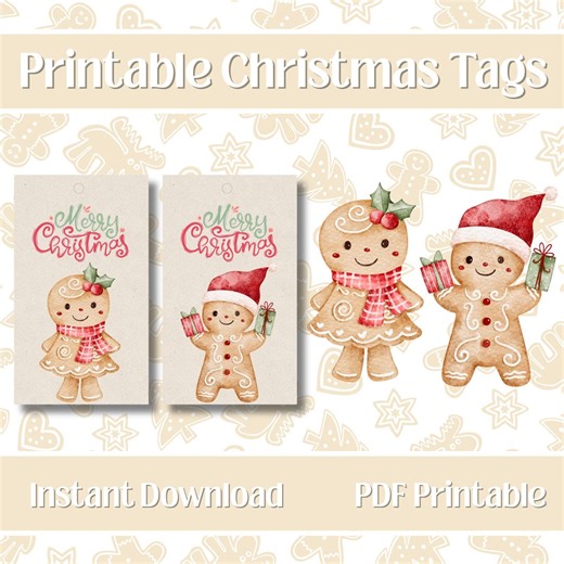 Printable Gingerbread Christmas Tags | Printable Holiday Labels | Cookie Gift Tag Download | Festive Present Decoration - Etsy UK