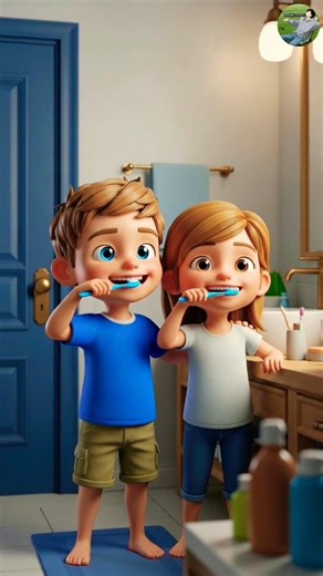 Cute Kids Brushing Teeth 🪥 | Fun 3D Cartoon with Friends 😄