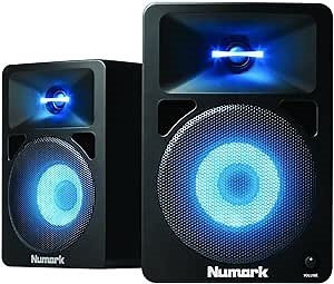 Numark N-Wave 580L | Powered Desktop DJ Monitor Speakers with Pulsating LED Lights (5.25" woofer / 40 watts)
