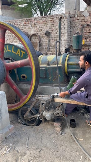 Starting with Bike Old Black Engine!! Amazing working Diesel Engine