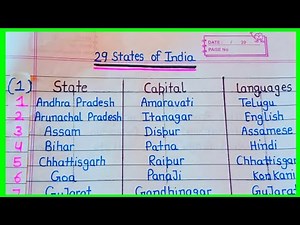 Indian states with their capital & Official languages list of 29 states of India