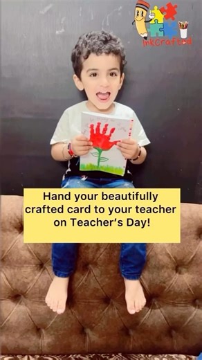 INKCRAFTED on Instagram: "Creating handmade cards is not just an activity, it’s a memory that children carry with them forever. 💖 This beautiful card made with a simple handprint is more than just colors on paper – it’s a heartfelt way for kids to express gratitude and love. Activities like these are perfect for occasions such as Teacher’s Day, Mother’s Day, Father’s Day, or even just a sweet surprise to make someone’s day brighter. 🌸 Through art and craft, children not only learn creativity b