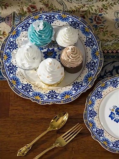 Blue-and-White Enamel Bone China Tea Set