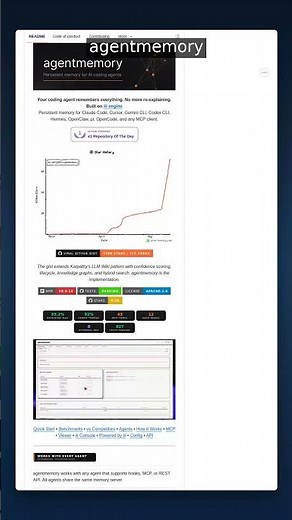 8K+ Stars • AI Development | AgentMemory — Persistent Memory for Coding Agents #shorts