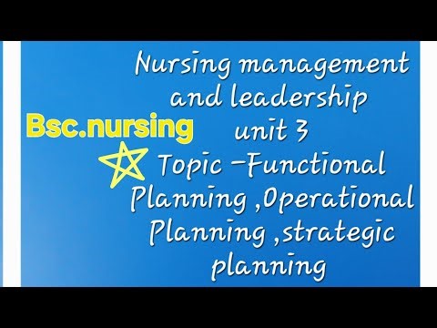 ●FUNCTIONAL PLANNING ●OPERATIONAL PLANNING ●STRATEGIC PLANNING {NURSING MANAGEMENT AND LEADERSHIP }
