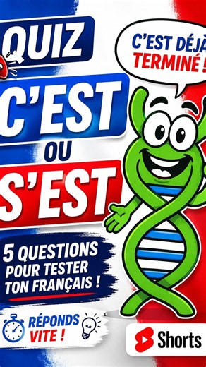 Peux-tu avoir 5/5 à ce Quiz entre: c'est & S'est? #learnfrench #quiz #test #français #appr #shorts