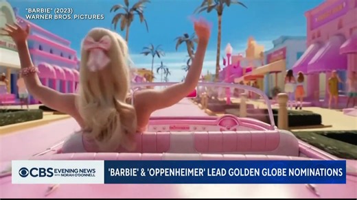 The nominees for the 81st annual Golden Globe Awards have been revealed, with 'Barbenheimer' dominating the list, earning nine nods for 'Barbie' and eight for 'Oppenheimer.' See the full list of nominees: https://cbsn.ws/46OFdVH | CBS Evening News