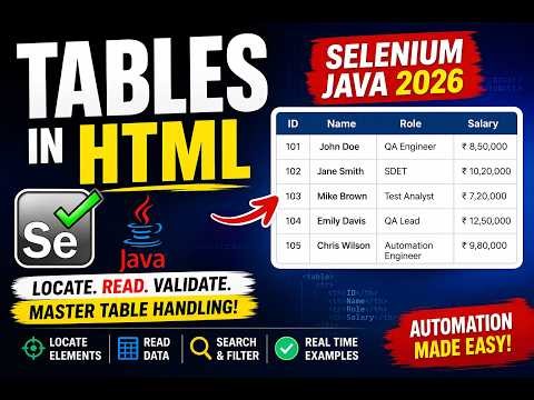 41. Tables in HTML (Selenium Java 2026)
