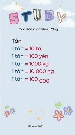 Các đơn vị đo khối lượng tấn | tạ | yến | kg | hg | dag | g