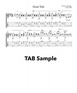 Gran Vals by Tarrega (Sheet Music or Tab PDF)