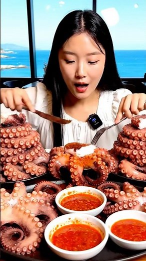 GIANT OCTOPUS MUKBANG 🐙 Spicy Steamed Octopus ASMR
