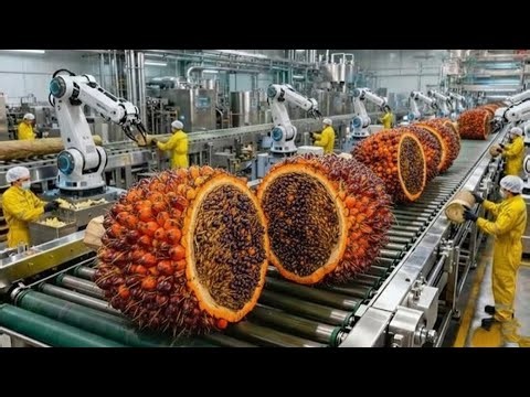 Massive Palm Oil Production – Automatic Harvesting & Refining Process. (Full process)