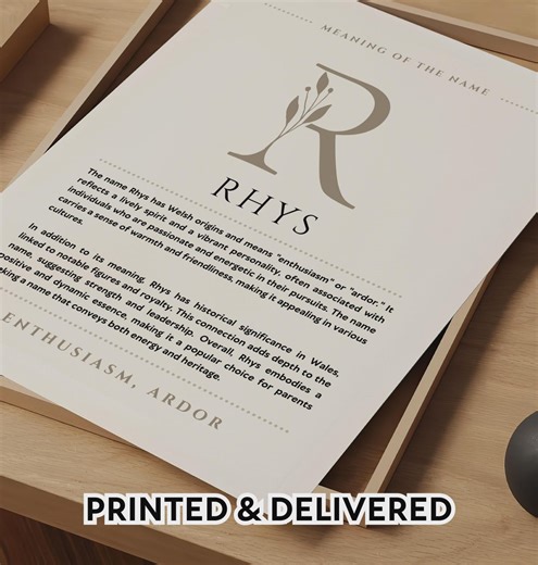 Rhys Name Meaning Wall Art Rhys Name Origin Print Nursery Decor, Baby Baptism Gift, PRINTED Name Meaning Poster, Framed Name Art - Etsy