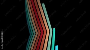 Custom three dimensional retro animation in 60s 70s vintige time. Moving stripes on black background