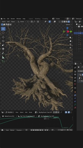 Big roots Tree / Blender Geometry Nodes