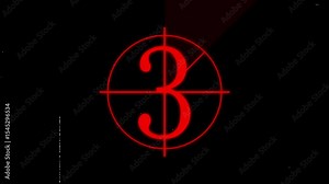 Red film countdown timer with display noise and circular target design