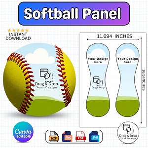 Softball Panel Template, Softball Wrap Template, Ball Wrap Template, Photo Softball Panel, Photo Baseball Panel Template,diy, Canva Template - Etsy