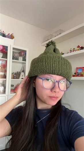 This pattern is called Bobo Beanie and it was my first time learning German Short Rows! #bobobeanie #knittok #knitting #germanshortrows