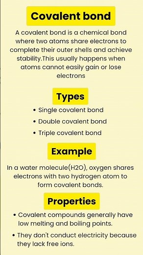 Covalent bond | Definition | Types | covalent bond examples #shorts
