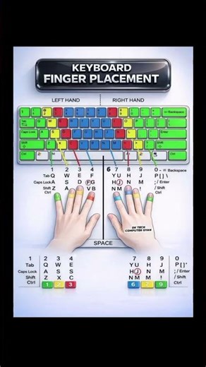 Correct Finger Positioning for Typing #TouchTyping#TypingTips#KeyboardSkills