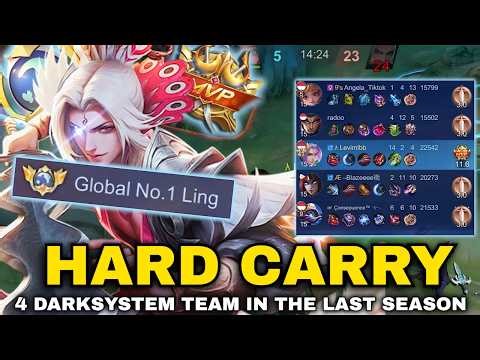 THE MOST HARDEST LING GAMEPLAY HARD CARRY 4 DARKSYSTEM TEAM IN THE LAST SEASON USING LORD SHEN SKIN!