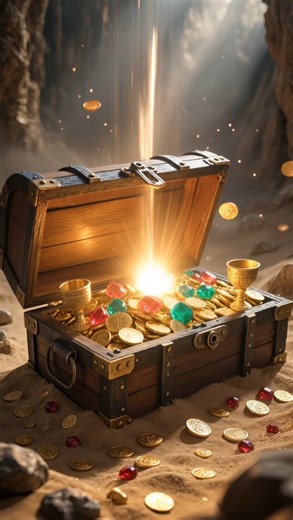 Cinematic Treasure Chest Opening | Gold Coins & Gemstones Animation #buriedtreasure #metaldetecting