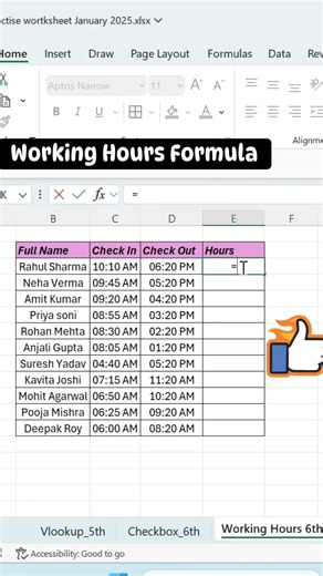 To calculate working hours we can use TEXT function With MOD function and this removes negative value and convert to positive when In time is subtracted form out time. Moreover excel understands 1 for 24 hours thats why divisor is 1 in the formula. #Excel #exceltips | Magical Excel