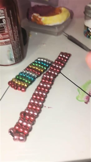 comment down below if you want a tutorial for ladder stitched bracelet 🎀 #clay #bracelets #beads