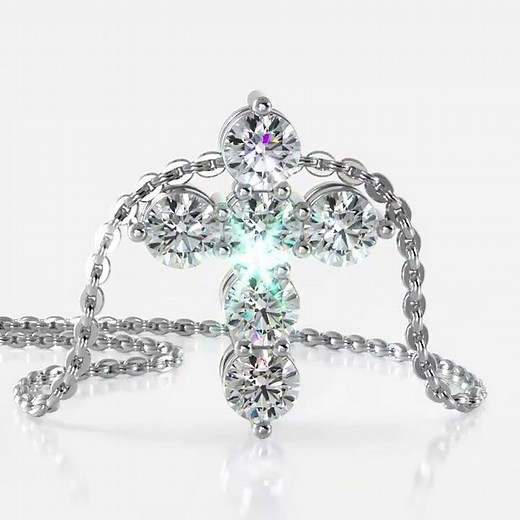 Six Timeless Diamond Cross Pendant Timeless