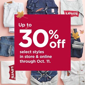 23K views · 180 reactions | There are lots of great looks to live in for less! Through Oct. 11, take up to 30% off select Levi’s styles in store and online. No coupons needed! https://kohls.co/2Y7swrv | Kohl's | Facebook