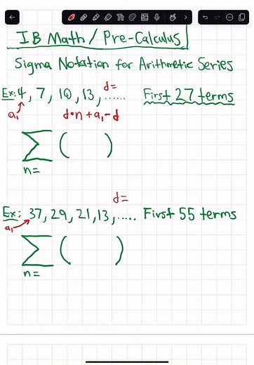 Sigma notation for finite arithmetic series beginning with n=1 #math #maths #mathematics #ib #ibmath #precalc #sequencesandseries #mathtrick