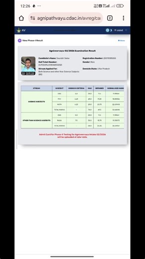 ✈️ Airforce X and Y-group Intake 02/2026 Result Out 🎉🔥...#Airforce #Agniveer #Result