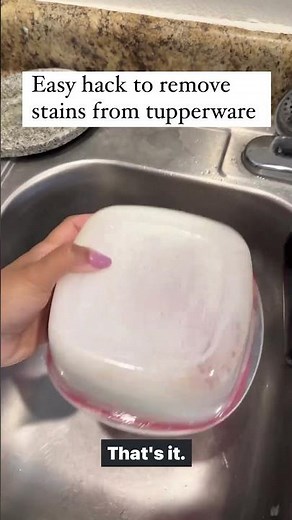 Easy hack to remove stains from Tupperware #cleaninghacks #stainremoval #dishwashing