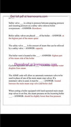 DC BOILER EXAM ACTUAL EXAM QUESTIONS AND ANSWERS 2024