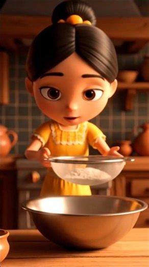 Relaxing 3D Cartoon Cooking | Sifting Flour Animation | AI Food Video
