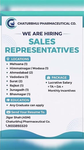 📈 Pharmaceutical Sales Executive – Multiple Locations || Medical Representative (MR) #job #sale