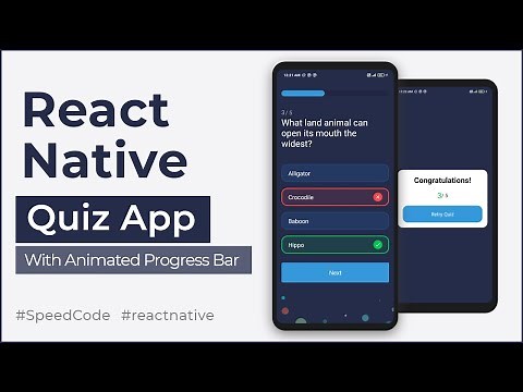 React Native Quiz App (with Animated Progress Bar) - React Native UI | Speed Code